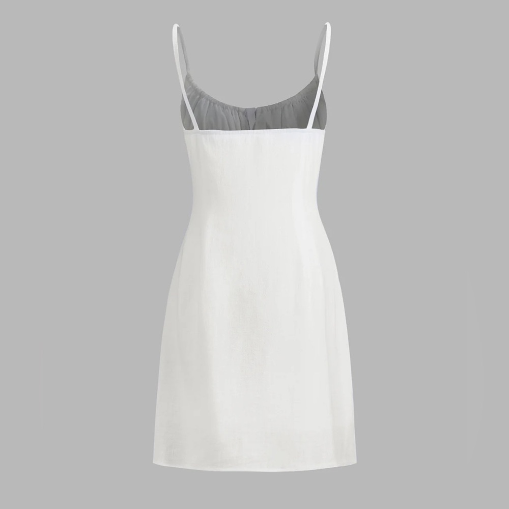 Commense White Button-Front Mini Dress - Picture 3 of 5